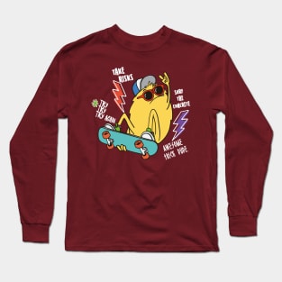 Funny And Crazy Skater Monster For Awesome Skateboarding Friends With Mental Disorder - international friendship Long Sleeve T-Shirt